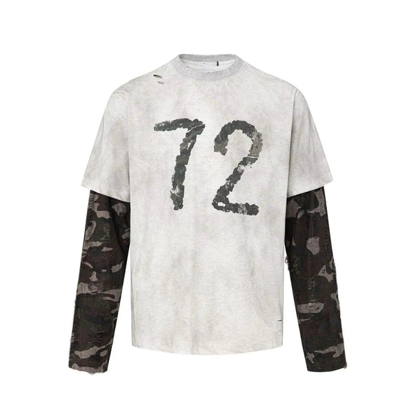 Talkless Two-Piece Camouflage Printed T-Shirt—-9333