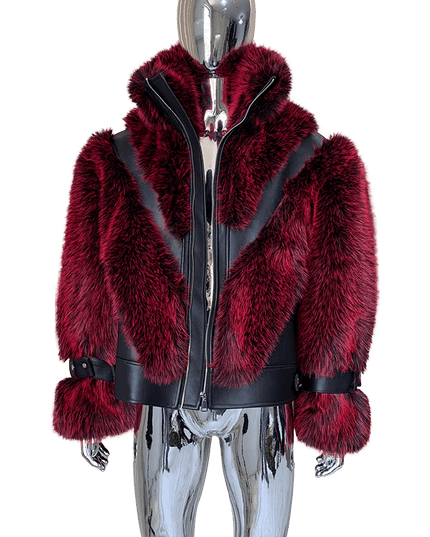 TALKLESSFASHION XL / red Cropped Color Block Padded Jacket