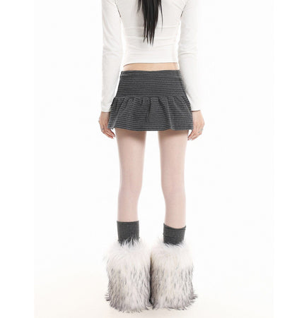 TALKLESSFASHION XPKAEAX American High Street Striped Strap Design Skirt Women's New Lazy Style High-Waisted Flower Bud Skirt for Spring