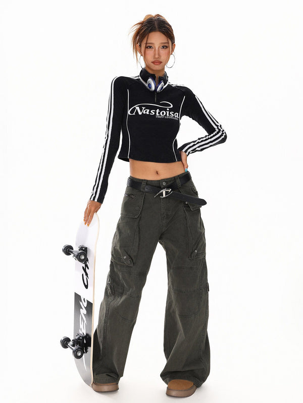Monogram Half-Zip Cyber Crop