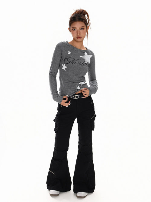 THETLSTUDIO XPKAEAX American Vintage Spice Girl Striped Long Sleeve T-Shirt Women's 2025 Fall Slim Slimming Top Base Layer