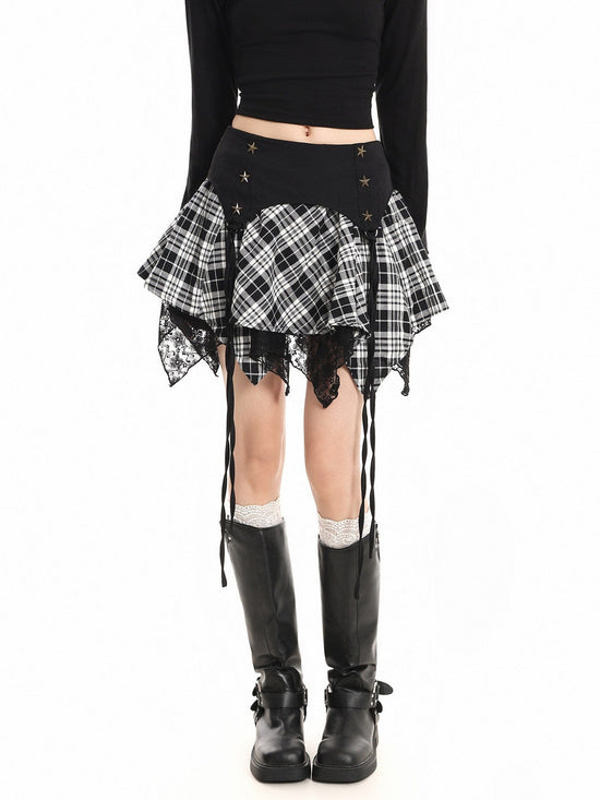 Lace Plaid Skirt