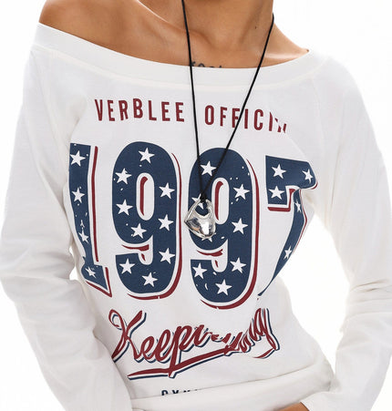 TALKLESSFASHION XPKAEAX Spice Girl Style American High Street Slim Long Sleeve T-Shirt Women's New Off-the-Shoulder Slimming Top for Fall 2025