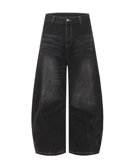 TALKLESSFASHION XS / black EON 26 spring New spot American street trendy high street individuality design washed scimitar denim trousers men