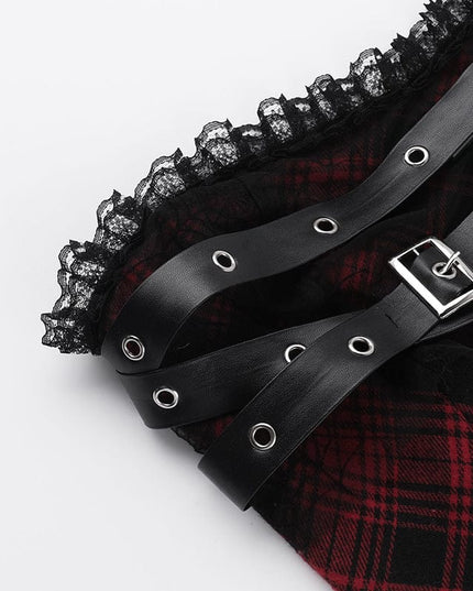 TALKLESSFASHION XS24244 summer gothic new hip skirt celebrity style temperament sexy red plaid bandeau dress women