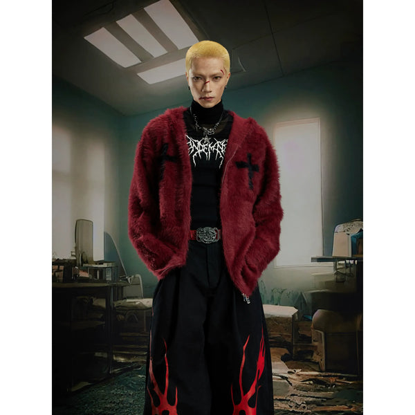 Y2K Mohair Hooded Cardigan