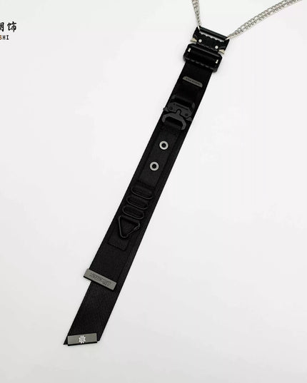 TALKLESSFASHION ZD001 Functional Wind Tie - Black Functional Wind Dark Nylon Metal Tie